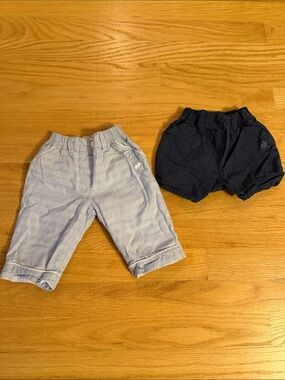 BabyCottons infant boys 2 pc reversible pant and short set.  3 months
